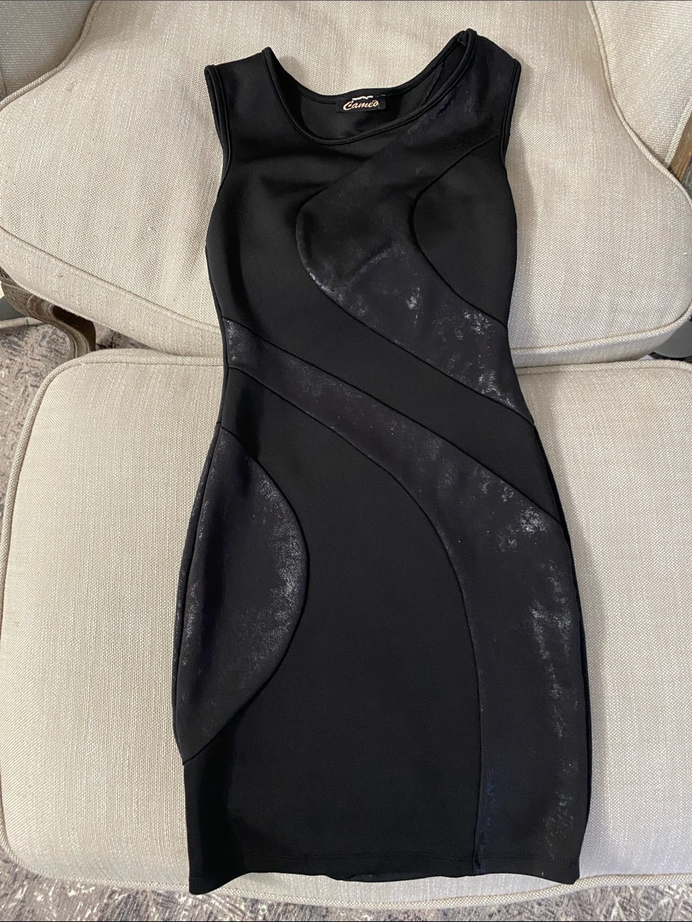 Black Women's Curve-Panel Sheath Lycra Bodycon Dress